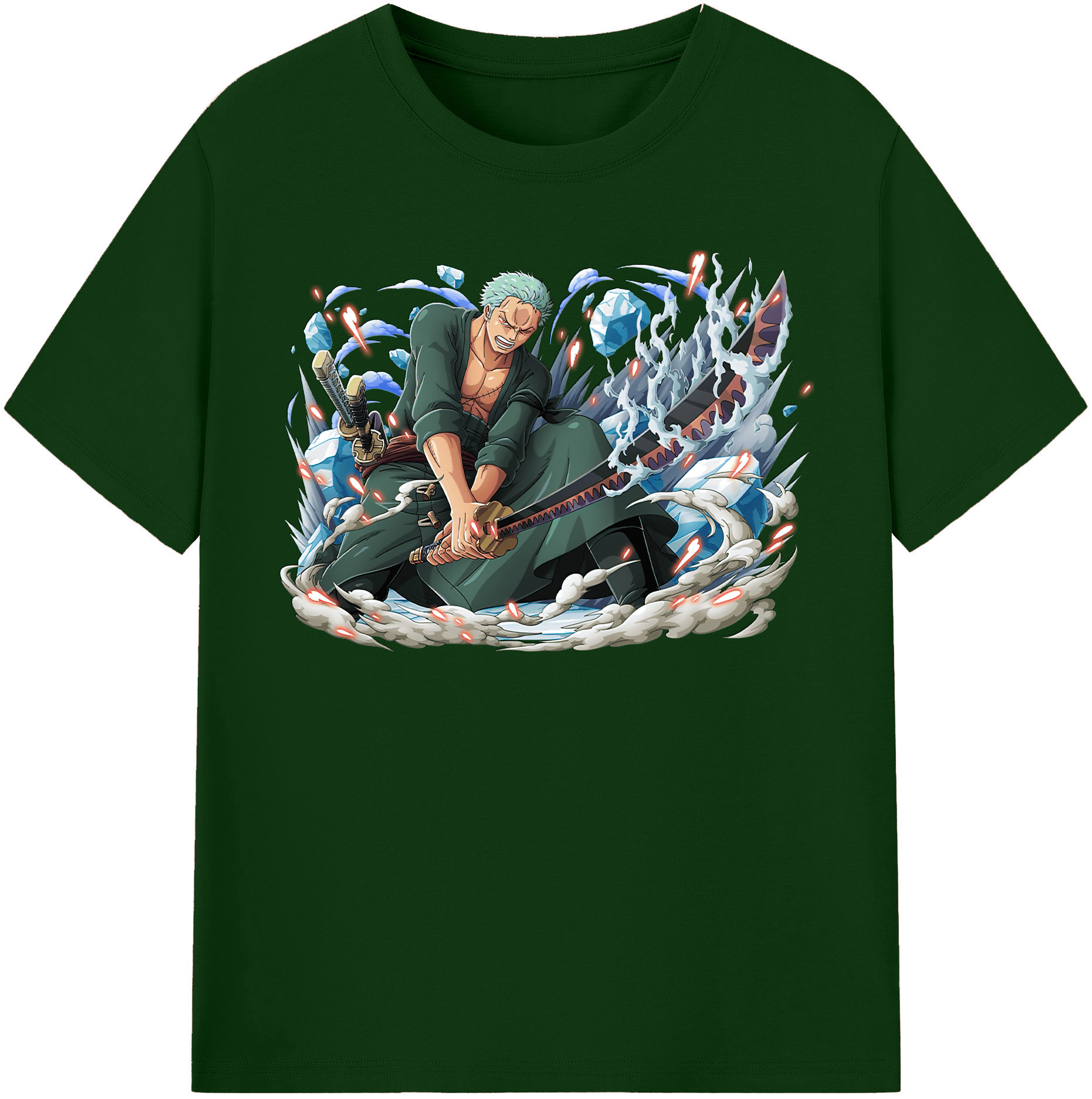 ワンピース ロロノア・ゾロ ONE PIECE Roronoa Zoro 綿100％半袖Tシャツ（フロントプリント）
